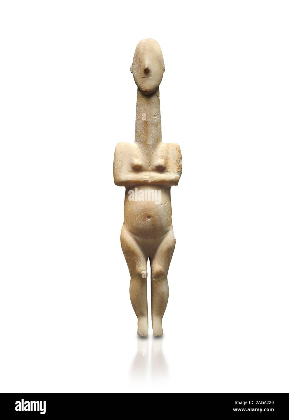 Statua delle Cicladi figurina di naturalistica 'Plastira' tipo di Paros dal cimitero Glypha, grave 23, Cat n. 4762. Inizio periodo cicladico I (Grotta-Pel Foto Stock