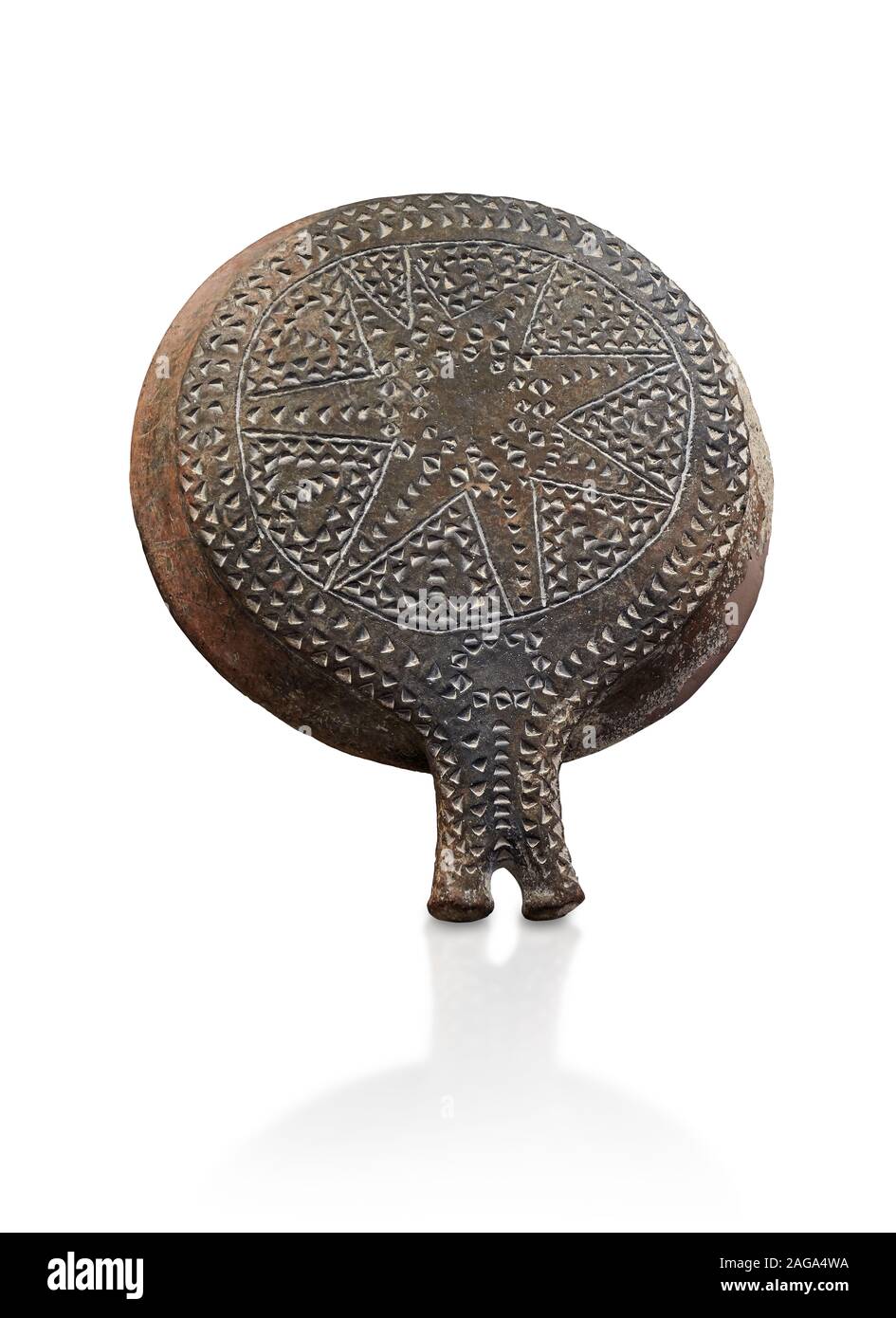 In terracotta delle Cicladi 'padella' con stella incied decorazione da Chalandriani, Syros. Inizio periodo cicladico II 2800-2300 BC), Archeologico Nazionale Foto Stock