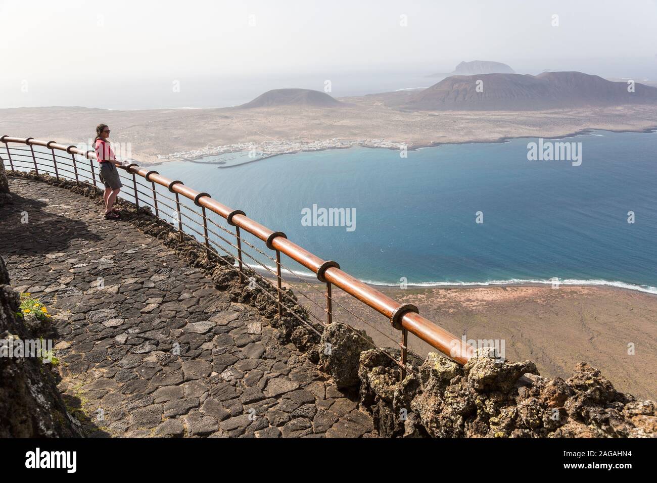 Vista dal Mirador del Rio, Lanzarote, Isole Canarie, Spagna Foto Stock