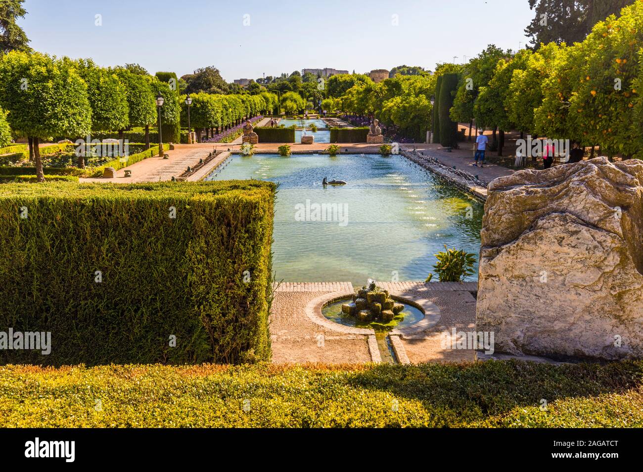 Giardini presso l'Alcázar de los Reyes Cristianos Cordoba nella regione Andalusia di Spagna Foto Stock