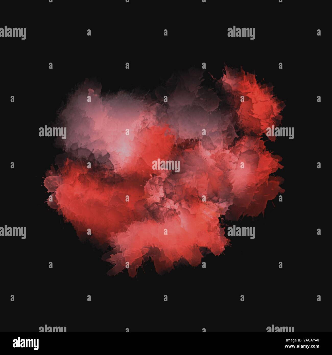 Pittura artistica in tonalità di rosso su sfondo nero. Colorate gli spruzzi di vernice. Moderna arte astratta. Foto Stock