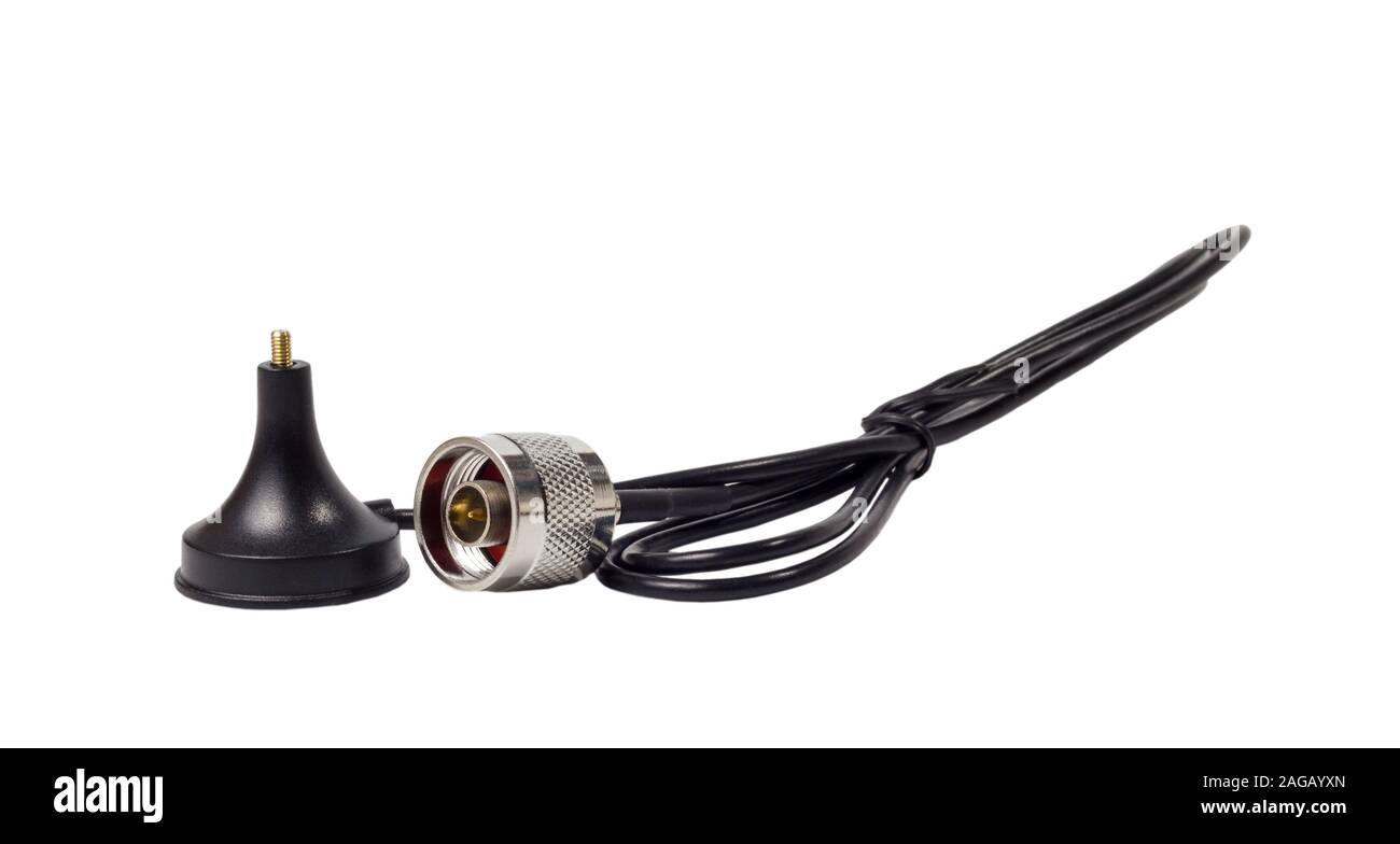 Standard rimovibile antenna gsm isolato su uno sfondo bianco Foto Stock