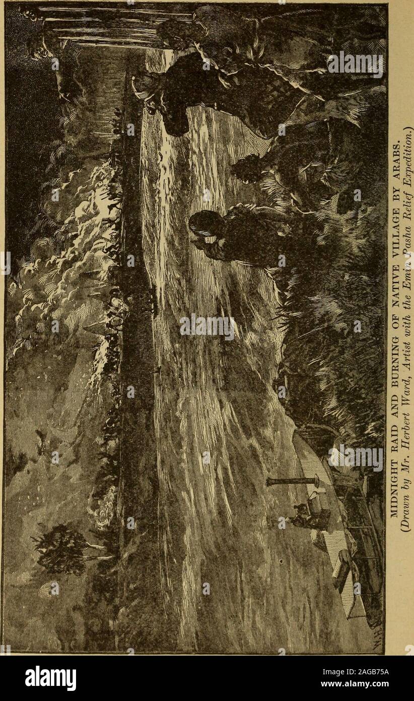 . Stanley e il bianco eroi in Africa; essendo un edizione dal sig. Stanley's late scritti personali sul numero EMIN Pasha relief expedition ... ls per anaccount di una lotta tra gli arabi e nativi che tookplace in vista del camp su Aruwimi : era verso la notte quando l'assalto ha iniziato a. Il sud-den suono della guerra-come tamburi del sorpreso nativi camebooming attraverso l'acqua, seguita da il feroce battito di theArab musketry. Le figure scure e la luce sono state presto mescolato a-gether in mischia. Gli indigeni ha combattuto strenuamente; ma essi fellrapidly prima del fucile. Investite con la deadl Foto Stock