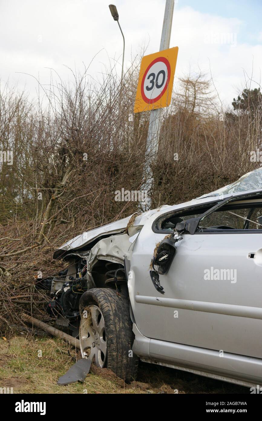 Incidente stradale, car crash Foto Stock