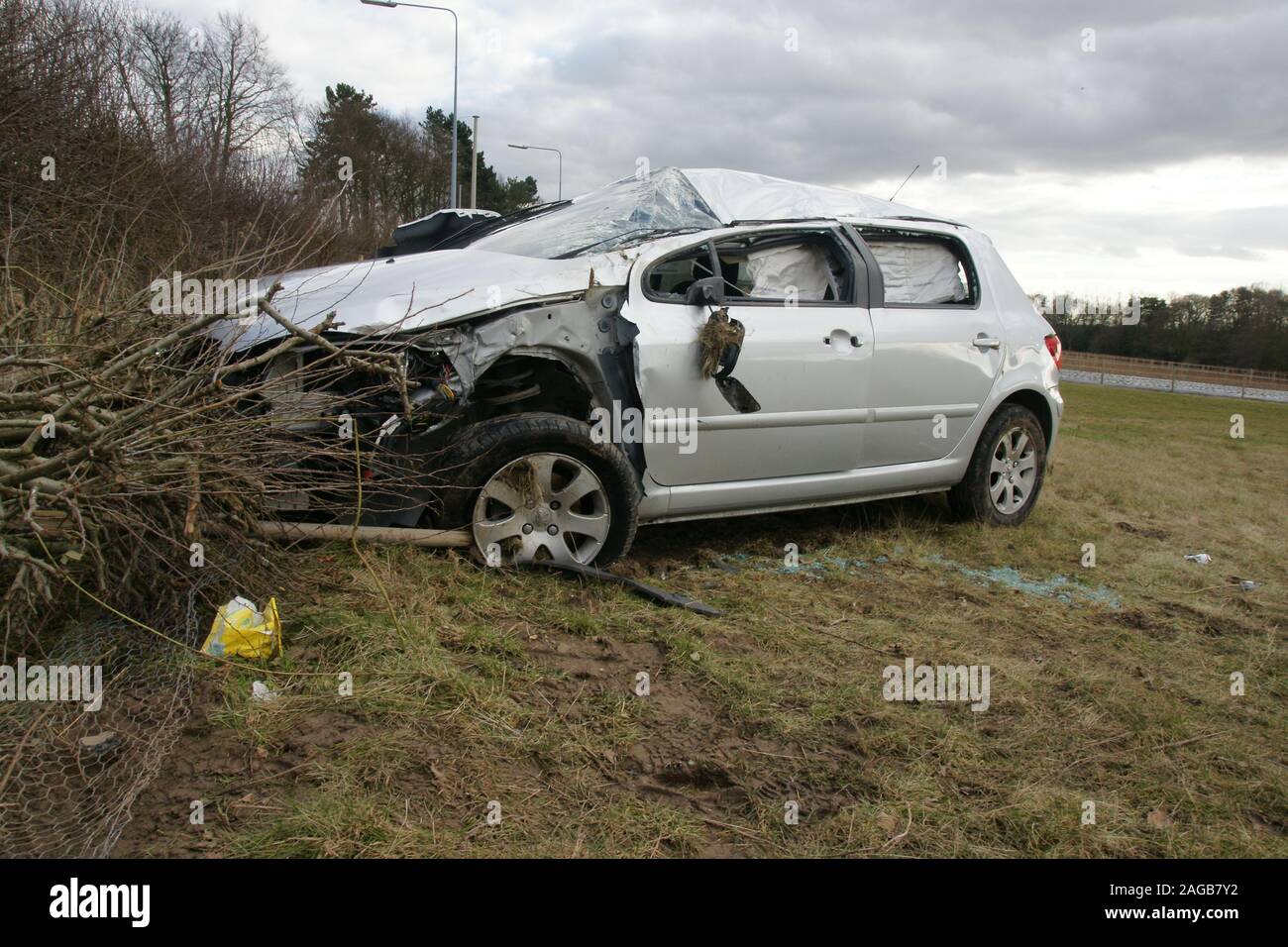 Incidente stradale, car crash Foto Stock