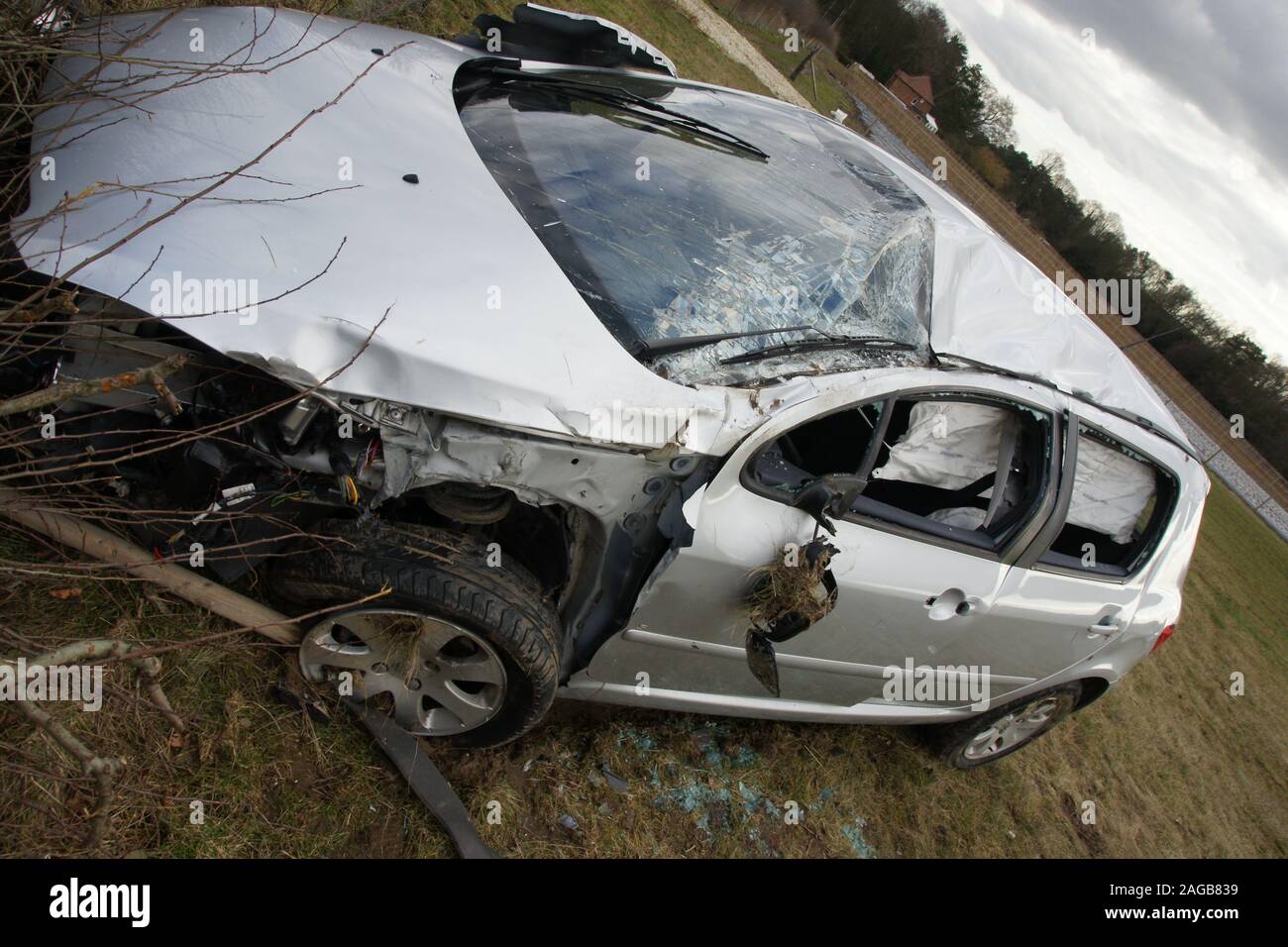 Incidente stradale, car crash Foto Stock