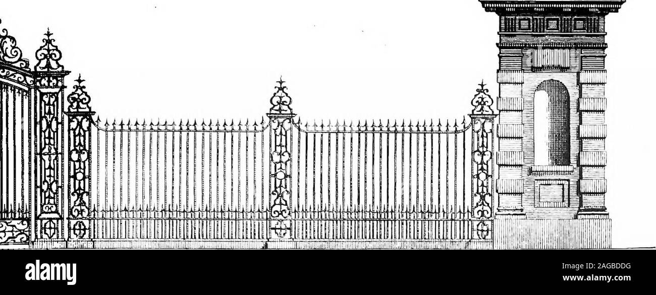 . Inglese di elementi in ferro battuto del XVII e XVIII secolo; uno storico & analytical conto dello sviluppo esterno smithcraft. Tre progetti per il piazzale antistante S(^. Foto Stock