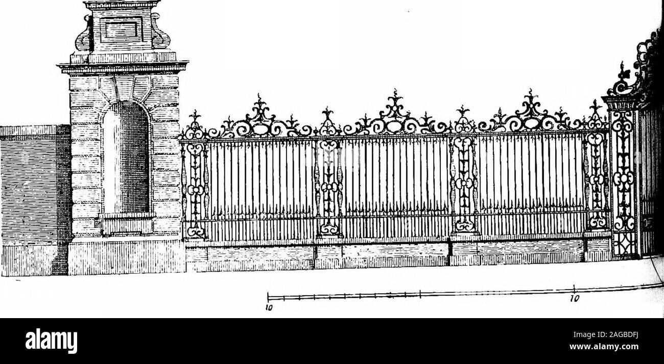 . Inglese di elementi in ferro battuto del XVII e XVIII secolo; uno storico & analytical conto dello sviluppo esterno smithcraft. Tre progetti per il piazzale antistante S(^ Foto Stock