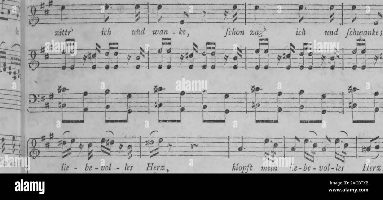. Die Entfuhrung aus dem Serail : ein komisches Singspiel in drey Aufzugen (1796).   ,   J, 5, h J&LT; p 1 ge; täufcht mich die giacciono - essere, war es ein Traum, täufcht mich die giacciono - essere, £"-*". war es ein Traum. 0 wie ängfllich, o wie feurig klopft min giacciono- essere - vot - ks Mozart, Entführ, aus dem Serail. m Ars, klopjlmein egli - essere-vol-tes Esdra, ikgftmein egli - essere - vol - 8" 7/? Das ihr Lif - peln? Nerz. *R  ^ * r r ^  Är/*^ E; wird mir bange fo-, et glüht mir die Wange, et glhht nur die Wange, t! Wie ängfl- lieh un! Wie feu-rig, iloph ft *£= g" fe- bt-voi-Noi Herz, Uopfi mein lie-essere-volAes St -s. r: Foto Stock