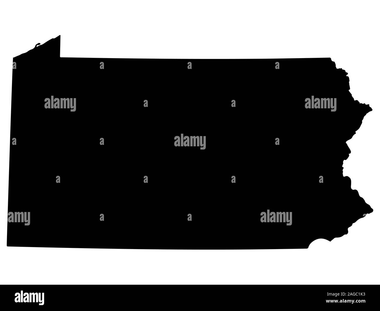 Stati Uniti, Pennsylvania Map Silhouette, illustrazione vettoriale EPS 10 Illustrazione Vettoriale