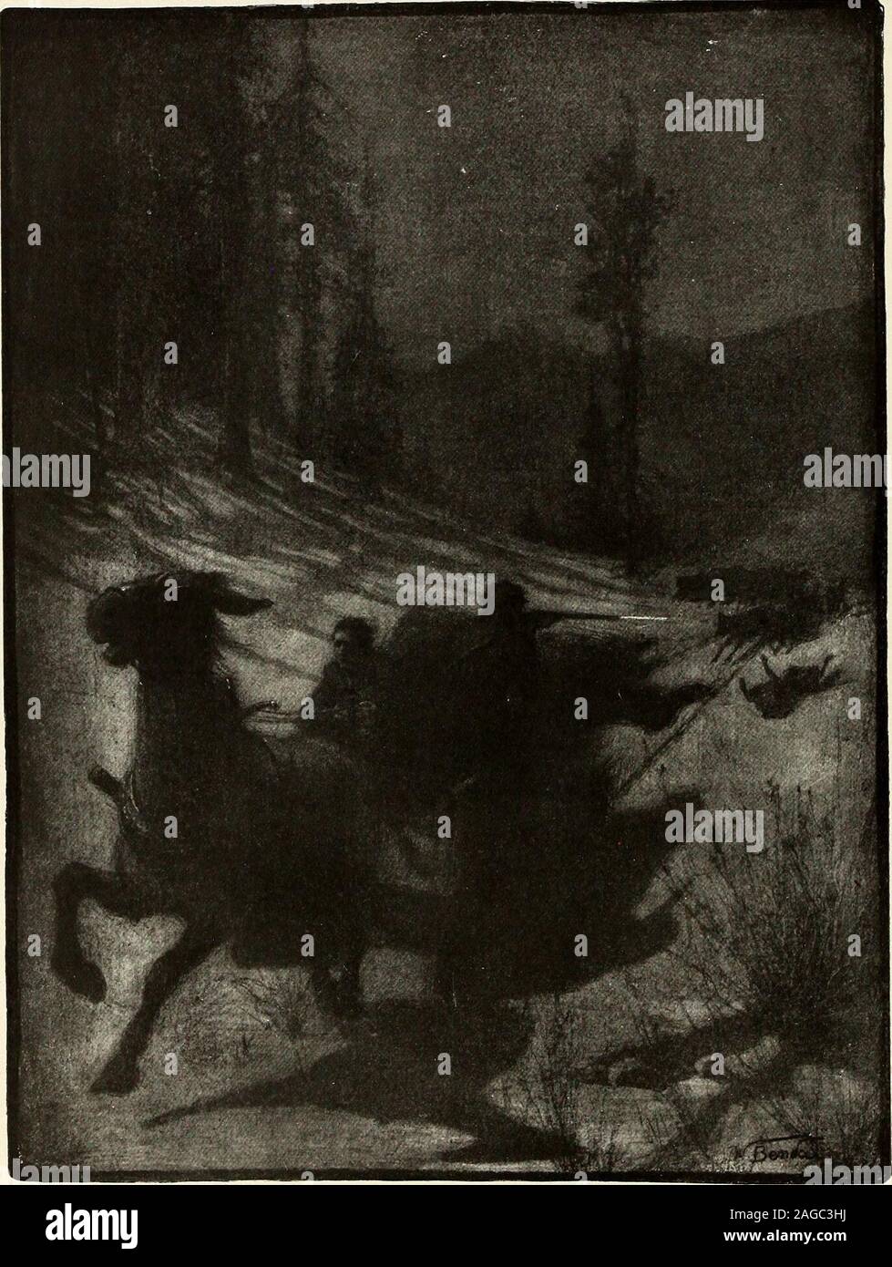 . San Nicola [numero]. Il DE VINNE Press, New York. 25-26.. Alzando la mia pistola, ho inviato di colpo dopo colpo in ululati, agitandosi PACK. ( Inseguito da lupi, pagina 214.) ST. NICHOLAS. Vol. XXXI. Gennaio, 1904. No. 3. Un funzionario della corte. Da Elliott fiore. Appena dove Jimmie Dandy ha ottenuto che nameprobably non potrà mai essere conosciuto. Vi è una tra-dition presso il reparto per l'effetto che un admir-ing straniero una volta asserito che il ragazzo era aJim Dandy e, come Jim sembrava piuttosto aharsh nome per così piccolo un riccio, suo com-panions reso Jimmie. Ad ogni modo, allintents e scopi, Jimmie Dandy era hisname Foto Stock