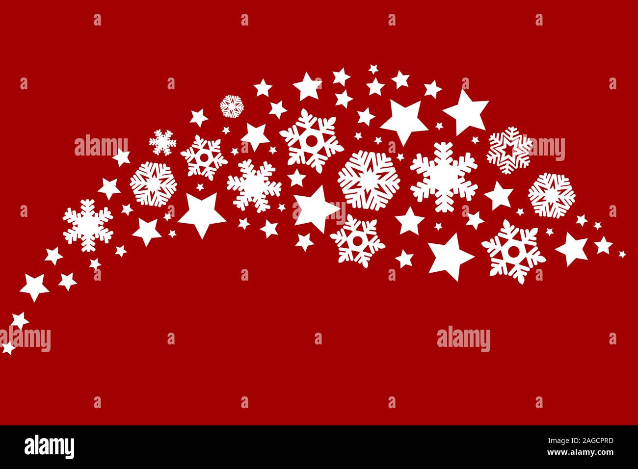 I fiocchi di neve su uno sfondo di colore rosso. Decorazione per Natale e Anno Nuovo Illustrazione Vettoriale