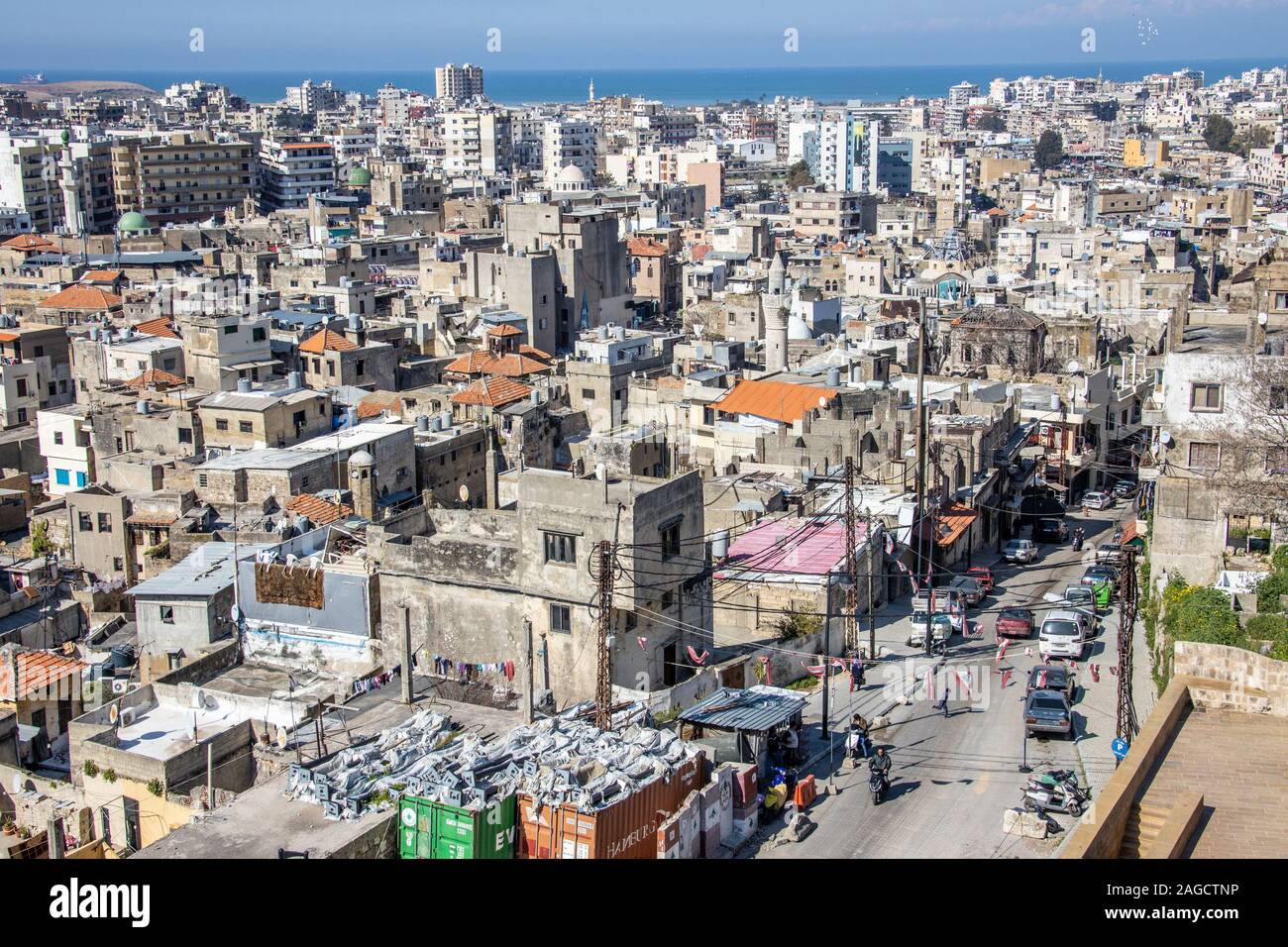 Vista sul tetto, a Tripoli in Libano Foto Stock