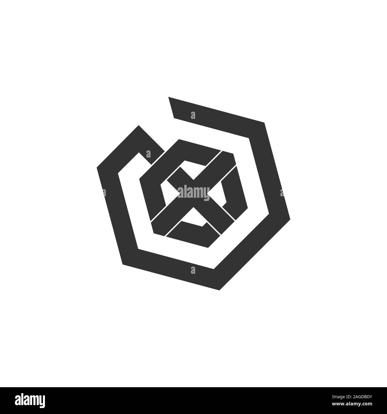 Lettera x linea esagonale vettore logo Illustrazione Vettoriale