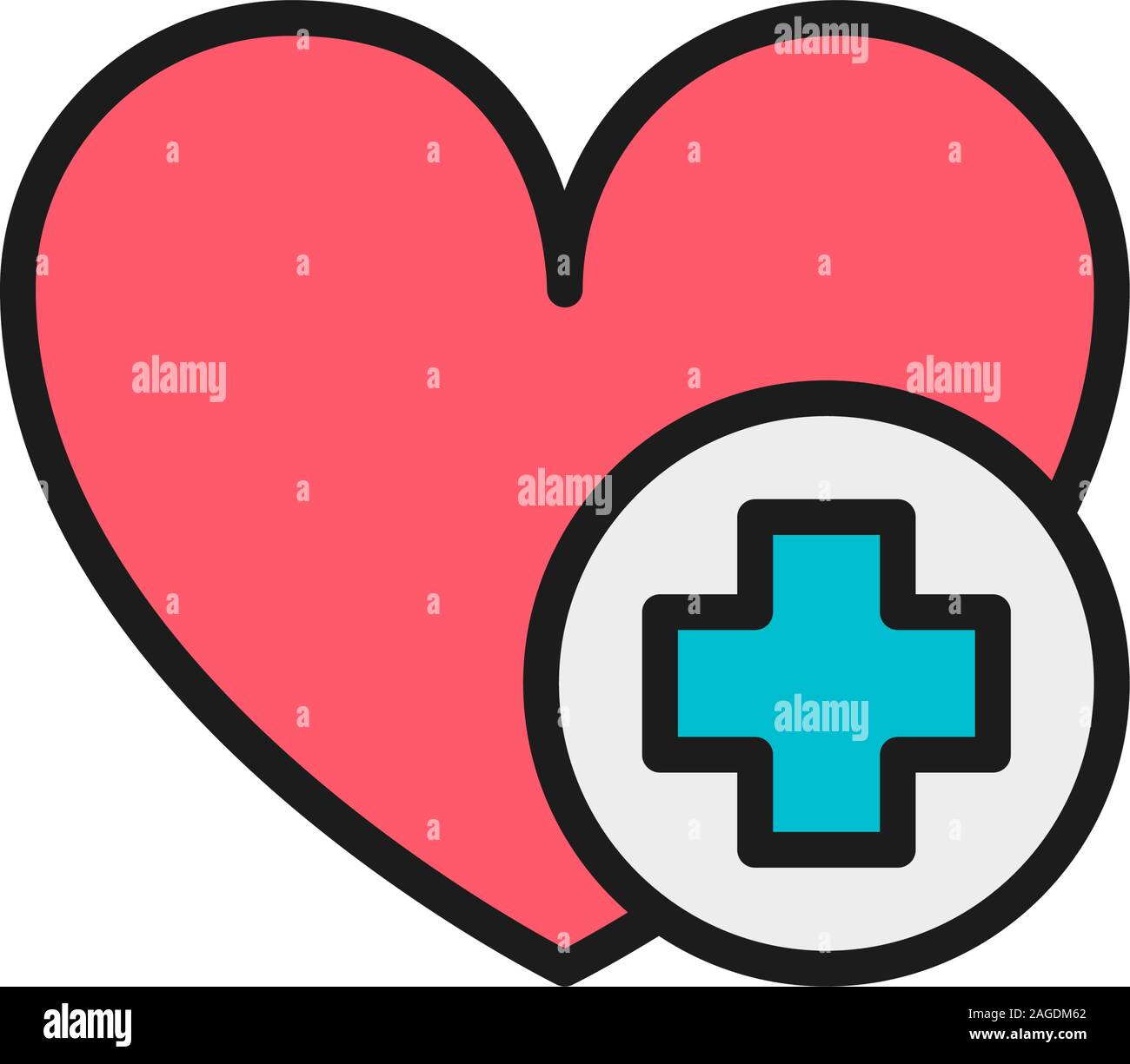 Primo soccorso per un attacco di cuore colore piatto icona linea. Illustrazione Vettoriale