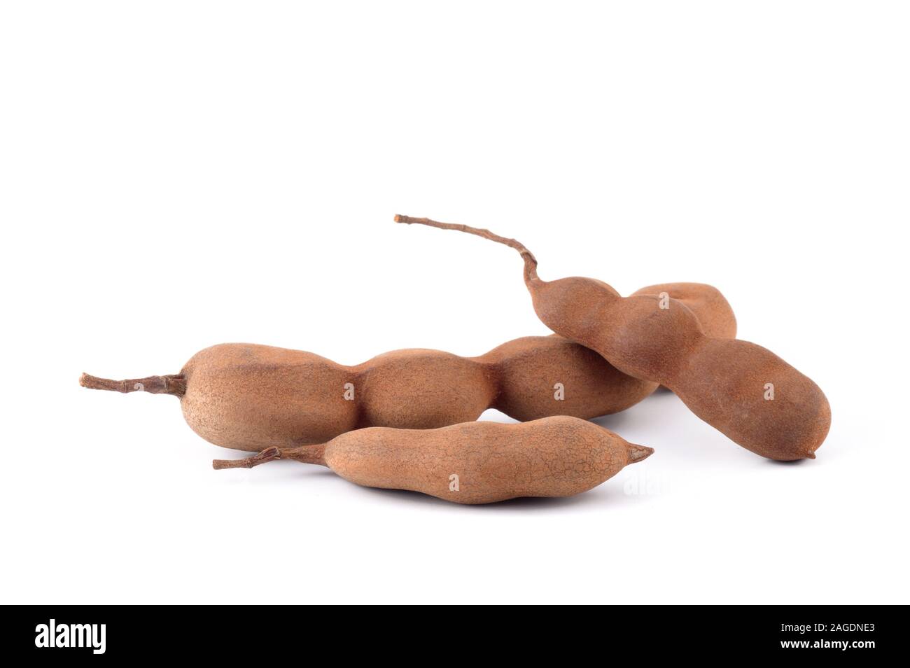 Il tamarindo isolati su sfondo bianco. Tamarindo dolce (Tamarind indiche L.) Foto Stock