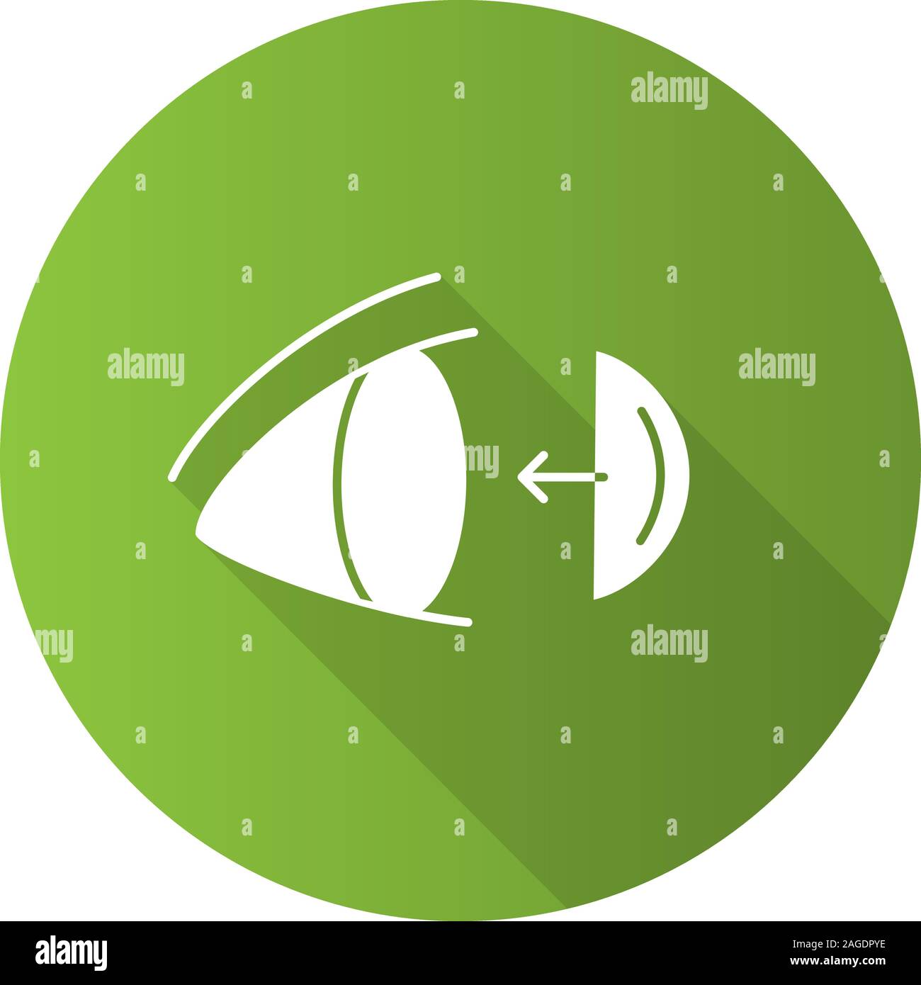 Occhio di lenti a contatto di mettere sul piatto lungo ombra glifo icona. Vettore illustrazione silhouette Illustrazione Vettoriale