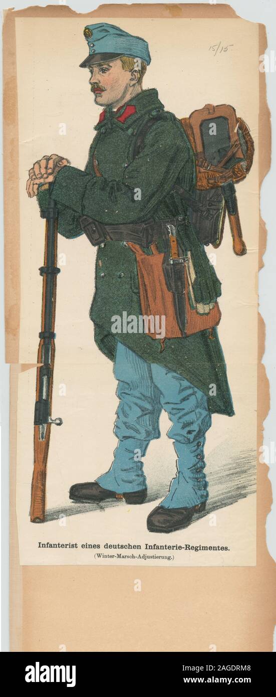 La fanteria austriaca, cir. 1900 (Righetti); Infanterist eines deutschen Infanterie-Regimentes (Winter-Marsch-Adjustierung) Foto Stock