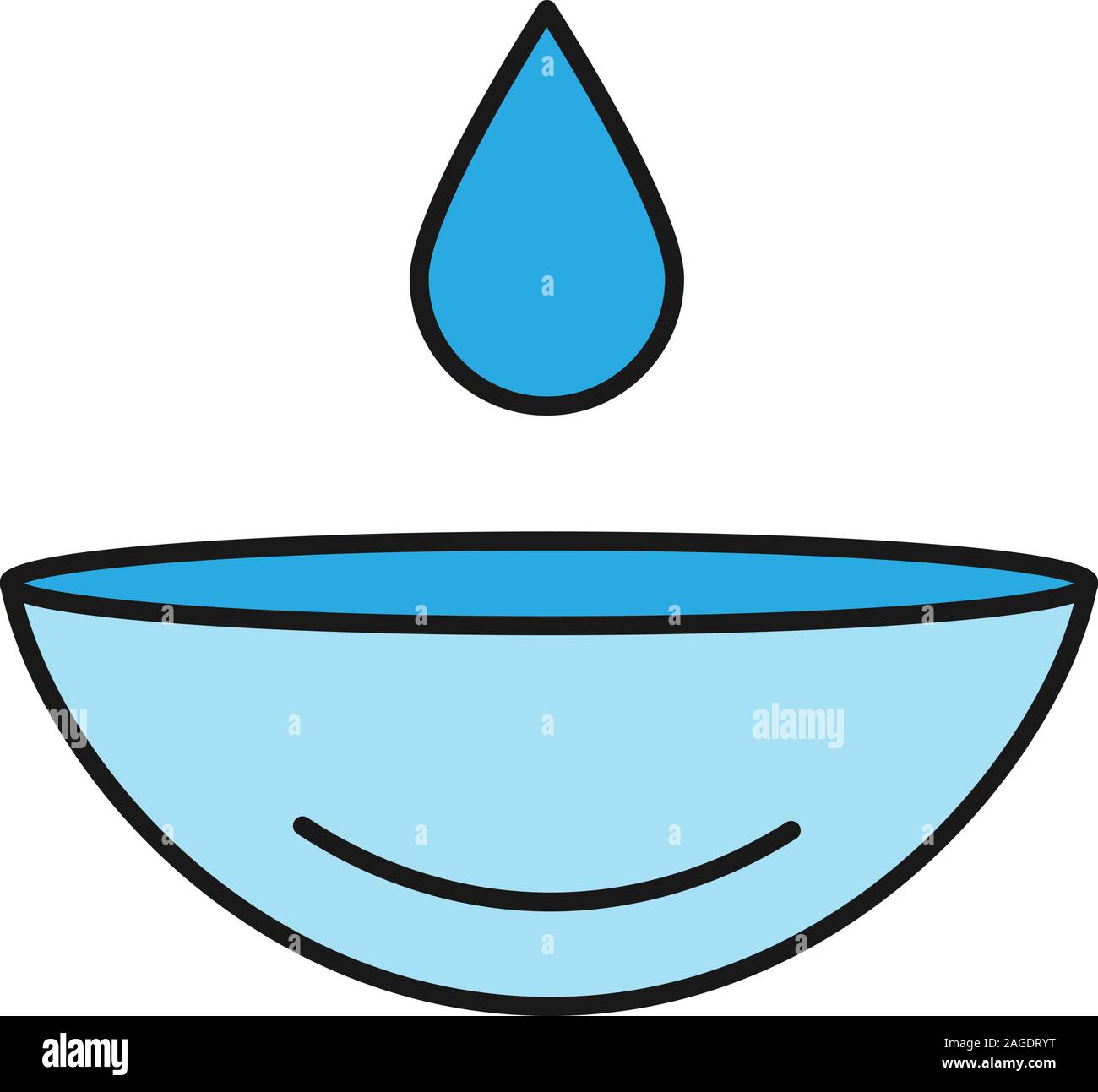 Occhio di lente a contatto con drop icona di colore. Le lenti a contatto la ribagnatura. Isolato illustrazione vettoriale Illustrazione Vettoriale