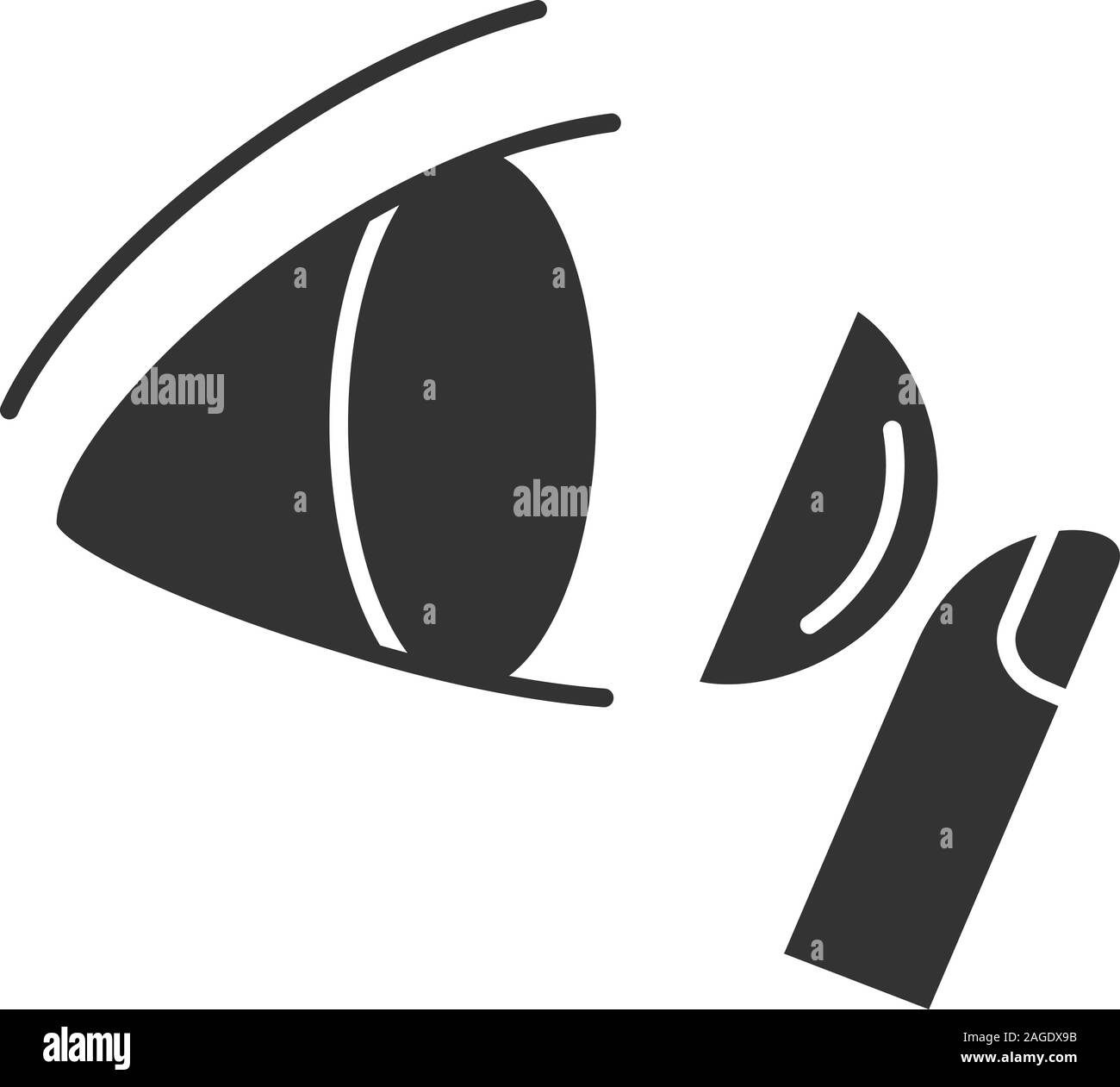 Occhio lenti a contatto icona glyph. Simbolo di Silhouette. Lo spazio negativo. Vettore illustrazione isolato Illustrazione Vettoriale