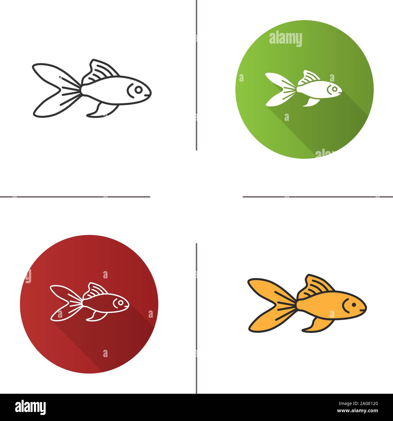 Acquario goldfish icona. Design piatto, lineare e stili colore. Fishbowl pet. Isolato illustrazioni vettoriali Illustrazione Vettoriale