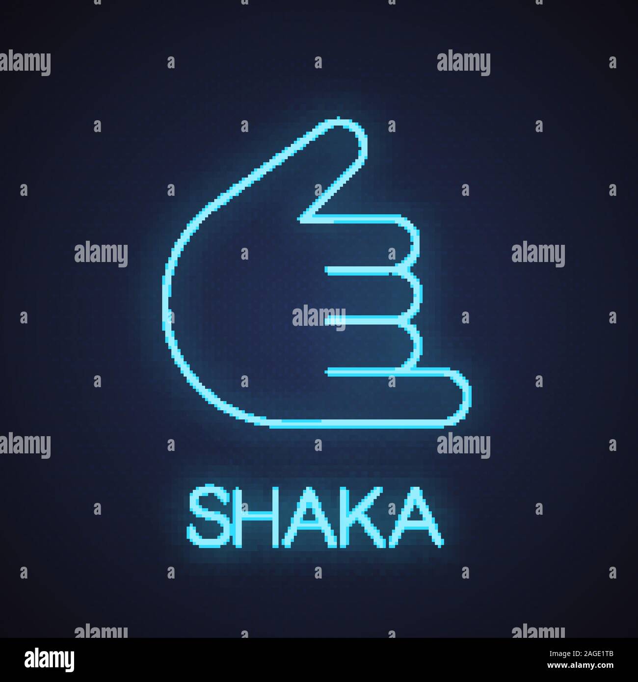 Shaka gesti di luce al neon icona. Appendere sciolto. Call me incandescente segno. Vettore illustrazione isolato Illustrazione Vettoriale