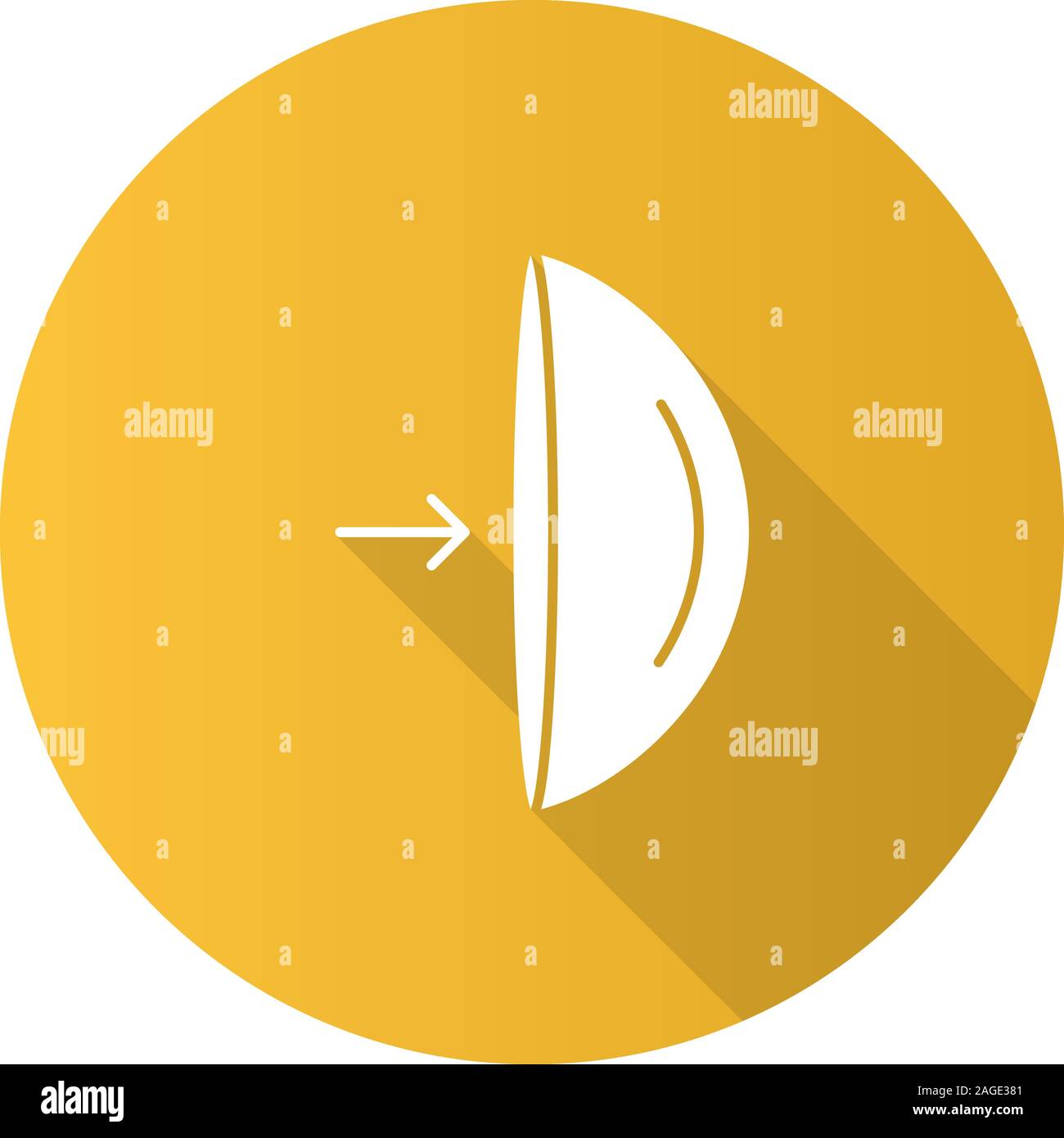 Occhio lenti a contatto rimozione design piatto lungo ombra glifo icona. Vettore illustrazione silhouette Illustrazione Vettoriale