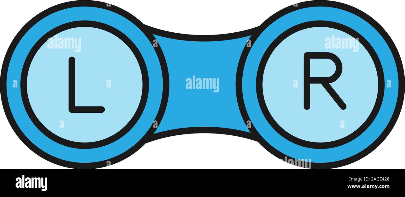 Occhio di lenti a contatto colore della scatola e la relativa icona. Isolato illustrazione vettoriale Illustrazione Vettoriale