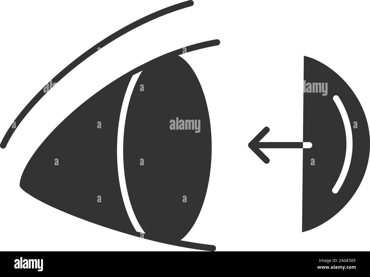 Occhio lenti a contatto mettendo sul glifo icona. Simbolo di Silhouette. Lo spazio negativo. Vettore illustrazione isolato Illustrazione Vettoriale
