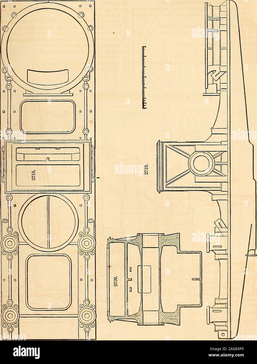 . Appleton il dizionario delle macchine, meccanica, motore-lavoro e ingegneria. 13-n 5, laterale-leve.T, hot-e. U, iniezione-tubo. V, collegamento, dallo scarico-tubazione al condensatore. W, aria-colonna, per ricevere l'aria derivanti dalle acque reflue, facilitando in tal modo la sua evacuazione.X, aria-pompa.Y, aria-pistone della pompa.Z, aria-asta pompa.a, pompa pneumatica a testa di croce. 6, consegna valvole e sedi.d, forza-torace della pompa q, valvola di iniezione. r, centro-cuscinetto per rock-albero. s, rinforzo dal cilindro al basamento. 11, traverse per cuscino-blocchi. u u, prigionieri e controventi trasversali. v, i dadi per il fissaggio cuscino-blocchi a colonna Foto Stock