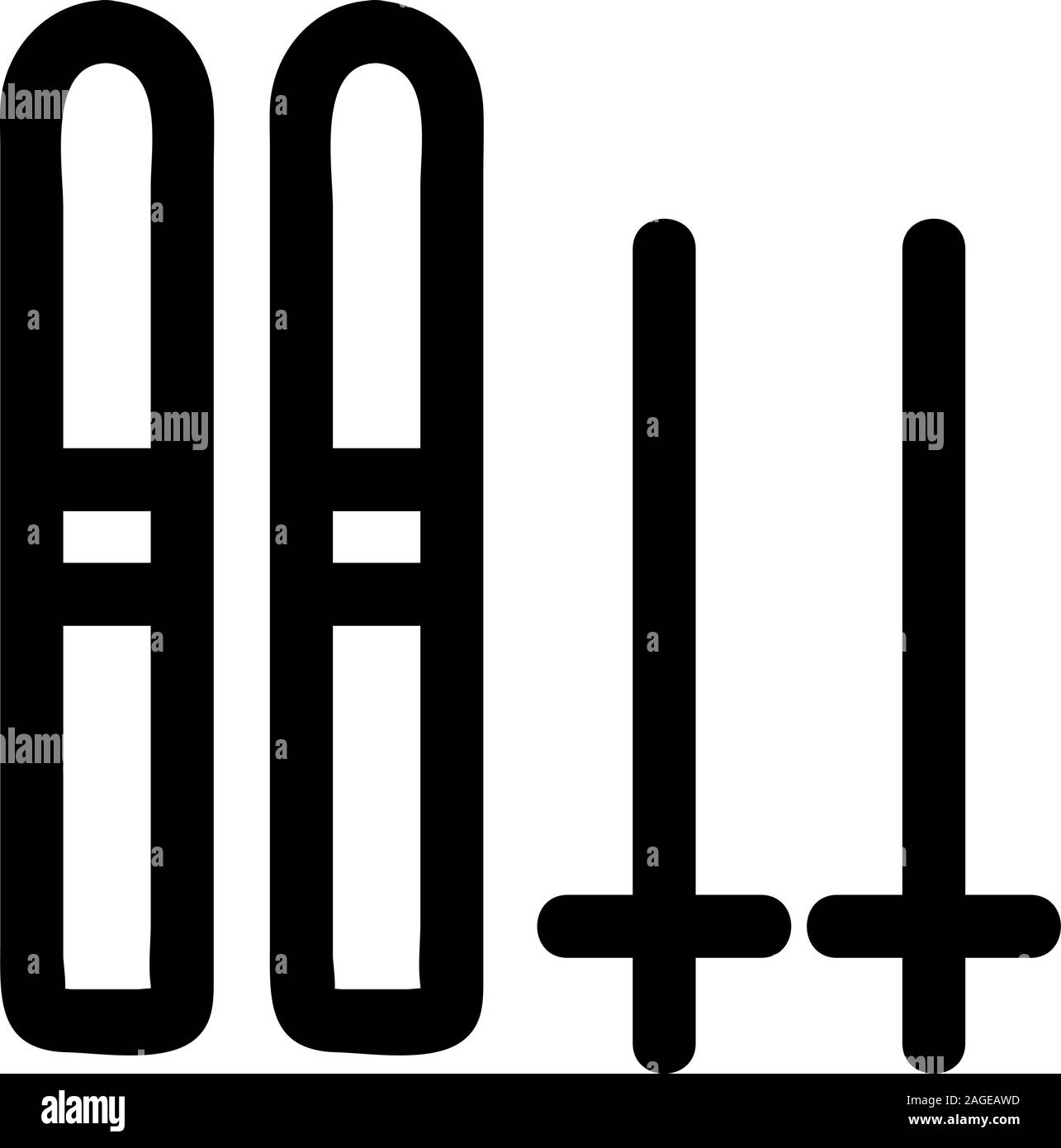 Sci e bastoncini icona vettore. Isolate il simbolo di contorno illustrazione Illustrazione Vettoriale