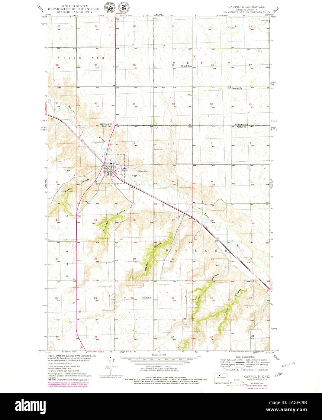 Mappa di carpio nord dakota immagini e fotografie stock ad alta