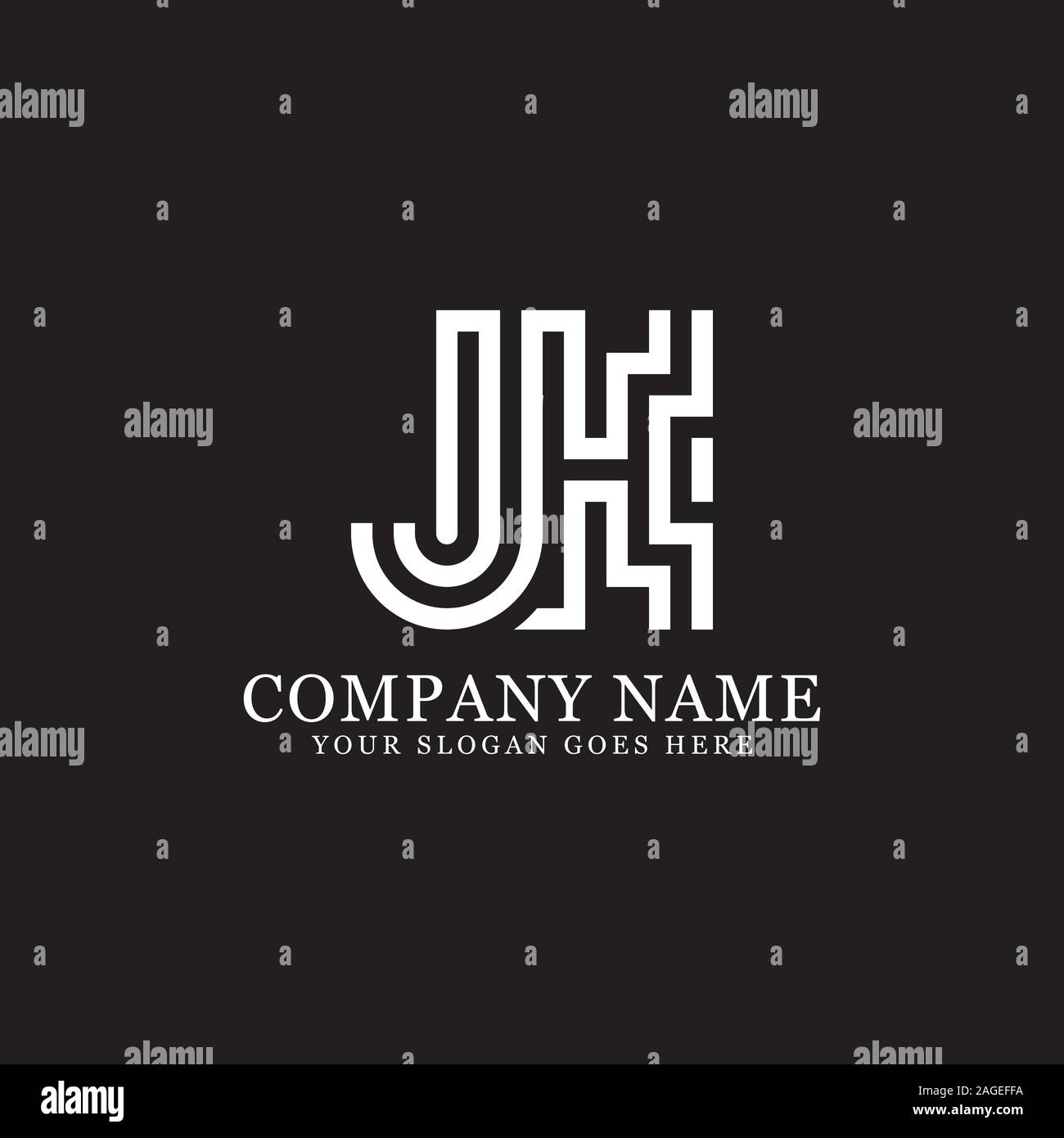 FK lettera iniziale Logo ispirazione, F e K combinazione vettore logo con idea esagonale Illustrazione Vettoriale