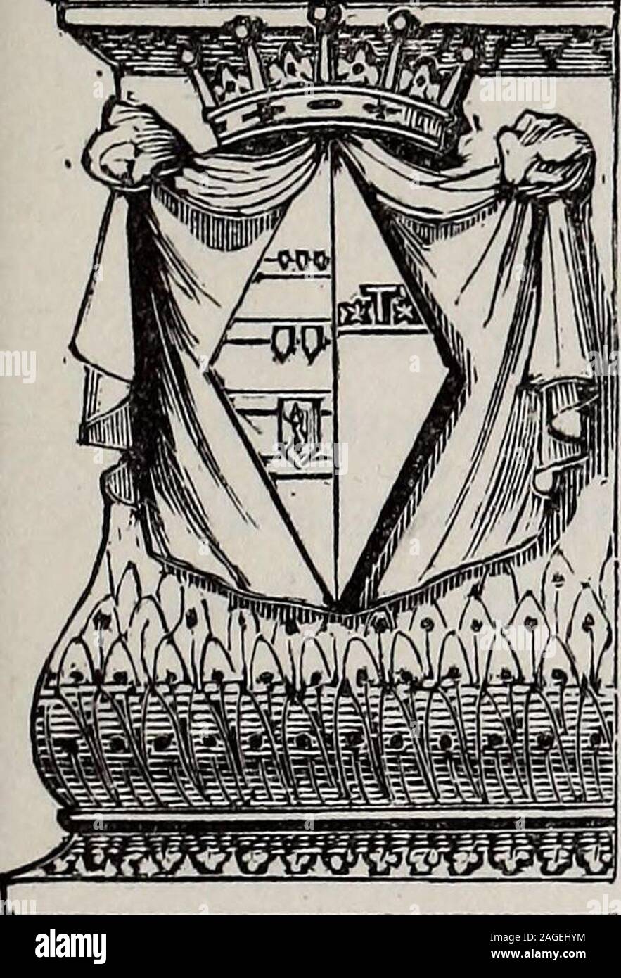 . Il Herald e genealogista. Qui lyeth interred Elizabeth, la Contessa Dowager ofExeter, figlia di Sir William Drury, di Hawstead,nella contea di Suffolk, cavaliere, e coheir di RobertDrury, suo fratello. È stata sposata per WilliamCecil, cavaliere della più nobile Ordine della Giarrettiera,Lord Burghley, Conte di Exeter, e nipote di theillustrious William, Signore Burghley, Signore Treasurerto Queen Elizabeth. Dal detto Earl aveva threedaughters e coeredi : - Elisabetta sposato toThomas Howard, Visconte Andover, Earl di corteccia-shire : Diana sposò prima di Henry, Signore vere, Oxenford Earlof, avanzamento e arretramento Foto Stock
