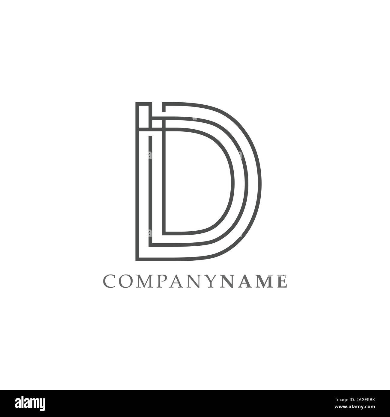 Semplice lettera d contorno astratta design logo vettore. La linea lettera D logotipo logo astratta immagine vettoriale Illustrazione Vettoriale