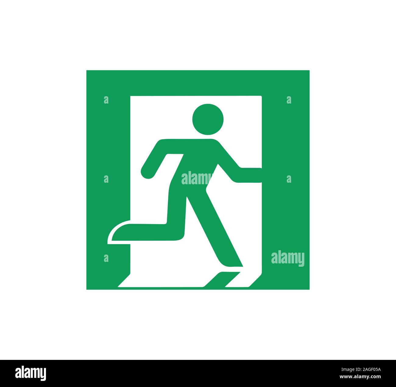 Uscita di emergenza segno. Illustrazione Vettoriale, design piatto Illustrazione Vettoriale