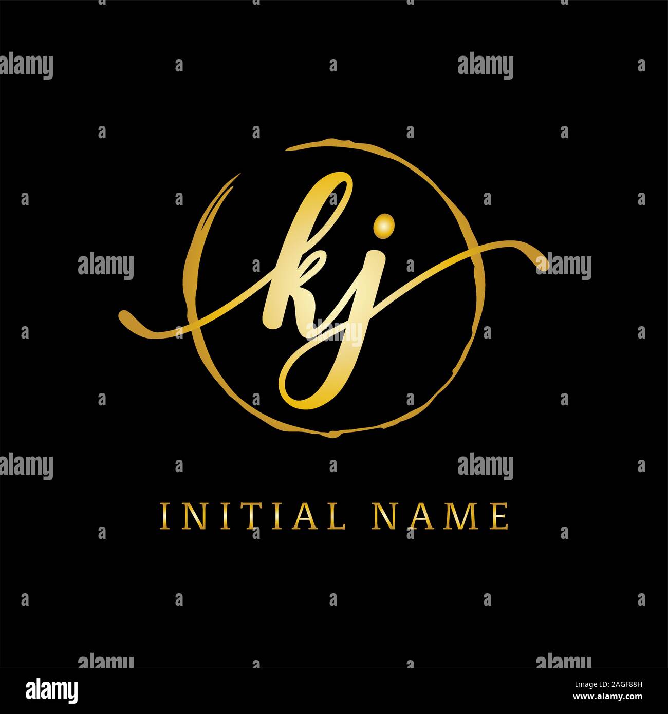 KJ bellezza logo ispirazione, lusso logo design, il logo iniziale del nome Illustrazione Vettoriale