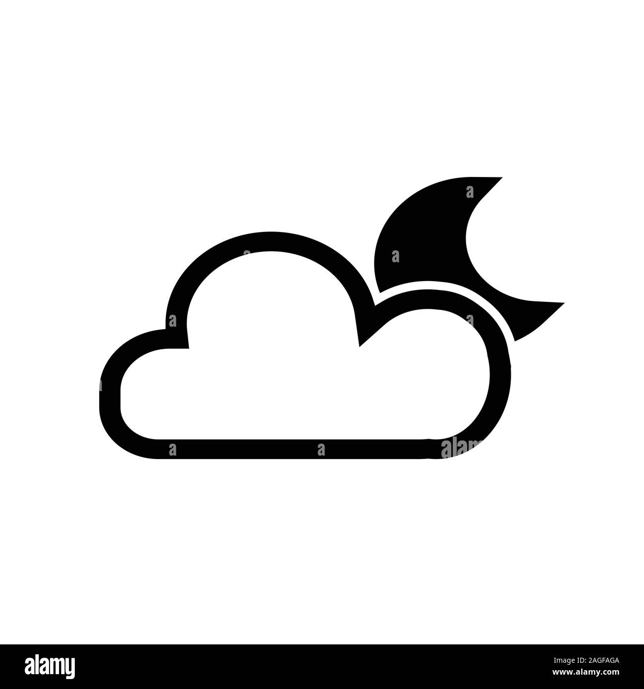 Icona di notte, la luna cloud , illustrazione vettoriale isolati su sfondo bianco, Luna, nuvole e stelle icone. Notte letto o segno di tempo Illustrazione Vettoriale