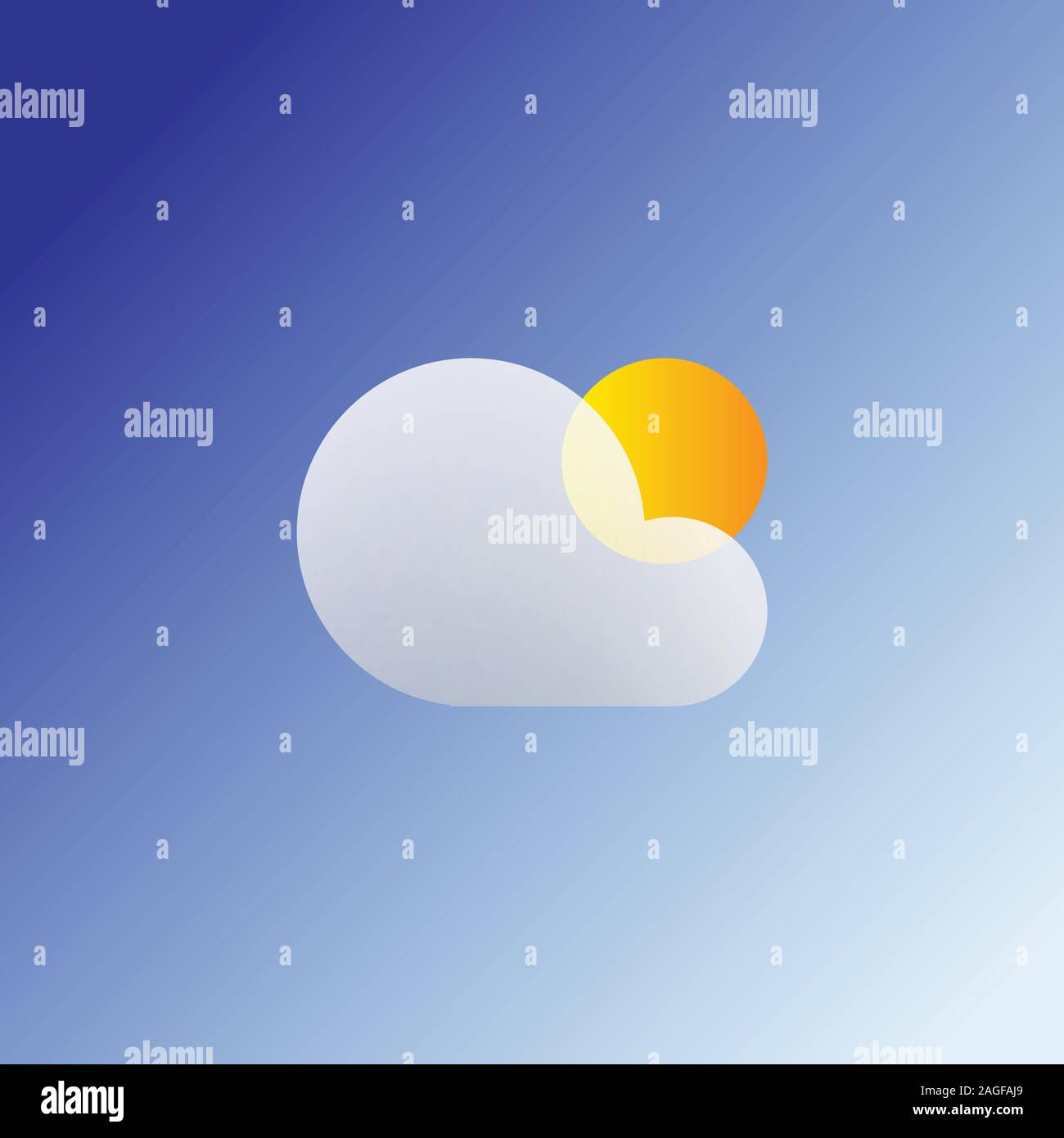 Appartamento Sole e cloud weather web icona. Estate isolato icona su uno sfondo blu. Illustrazione Vettoriale eps. 10. Illustrazione Vettoriale