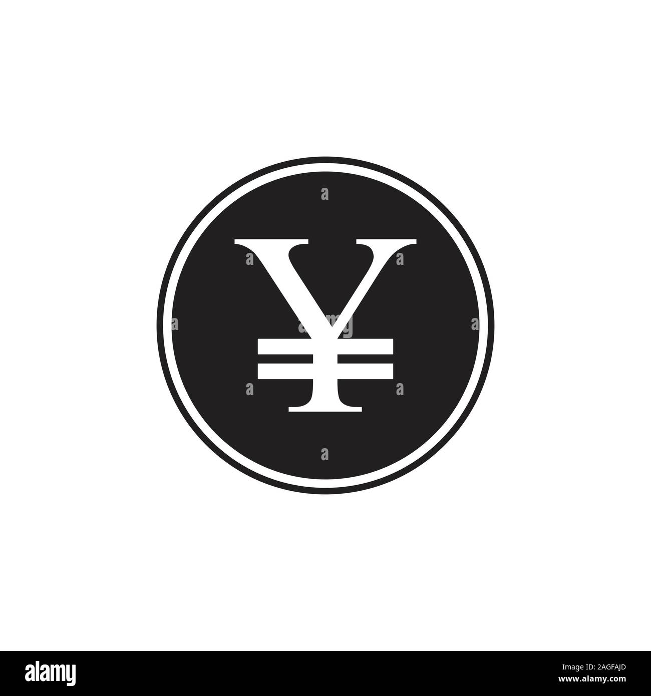 Illustrazione del logo, yen giapponese il simbolo di valuta. Silhouette nera Giappone yen segno, Yen coin Illustrazione Vettoriale