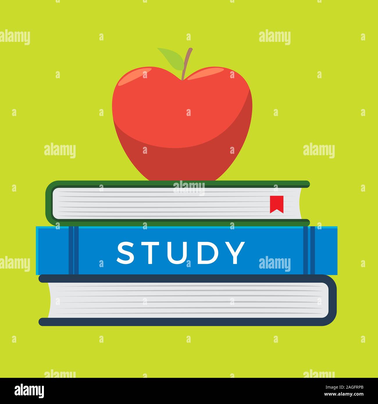 Pila di libri e la apple. Isolato illustrazione vettoriale Illustrazione Vettoriale