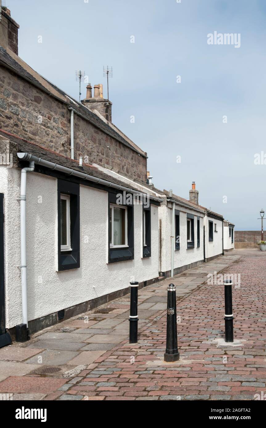 Footdee o Fittie è una vecchia comunità di pesca a est di Aberdeen Harbour, ora parte della città e una zona di conservazione. Foto Stock
