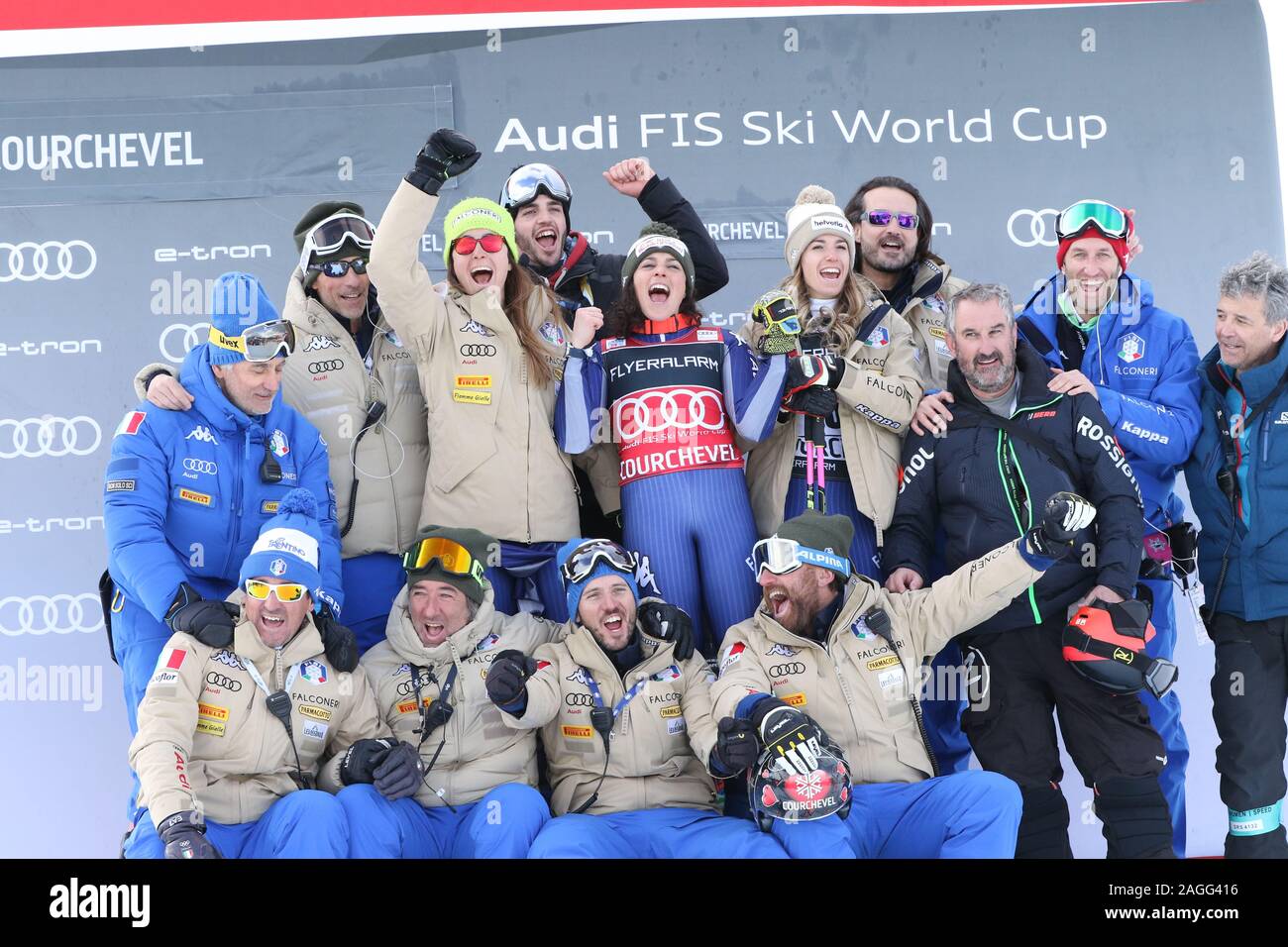 Courchevel Francia, Federica Brignone dell Italia vince femminile Slalom Gigante valido per l'Audi FIS Coppa del Mondo di sci alpino 2019/20 wintertersports sci Foto Stock