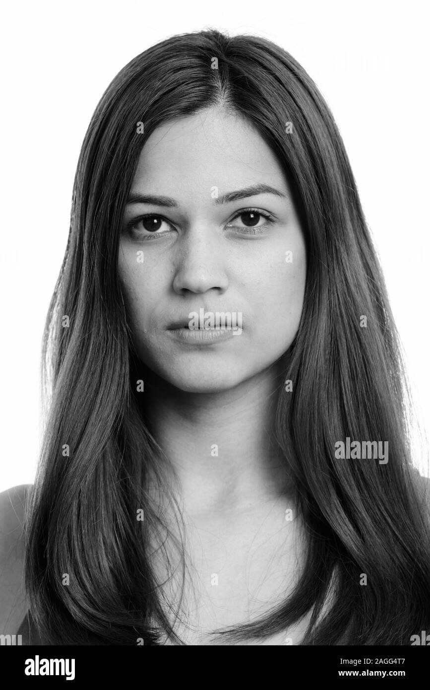 Studio shot del volto del giovane bella donna Foto Stock