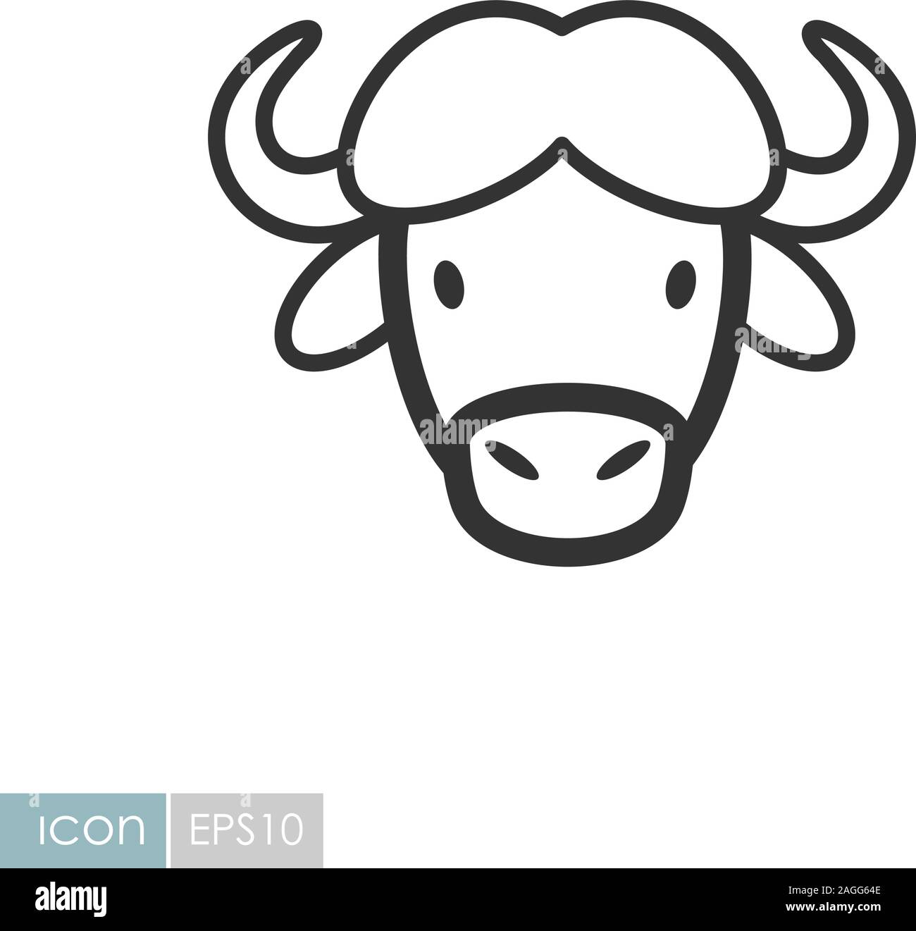 Buffalo bull bison ox icona. Animali testa cornuta simbolo vettoriale EPS 10 Illustrazione Vettoriale