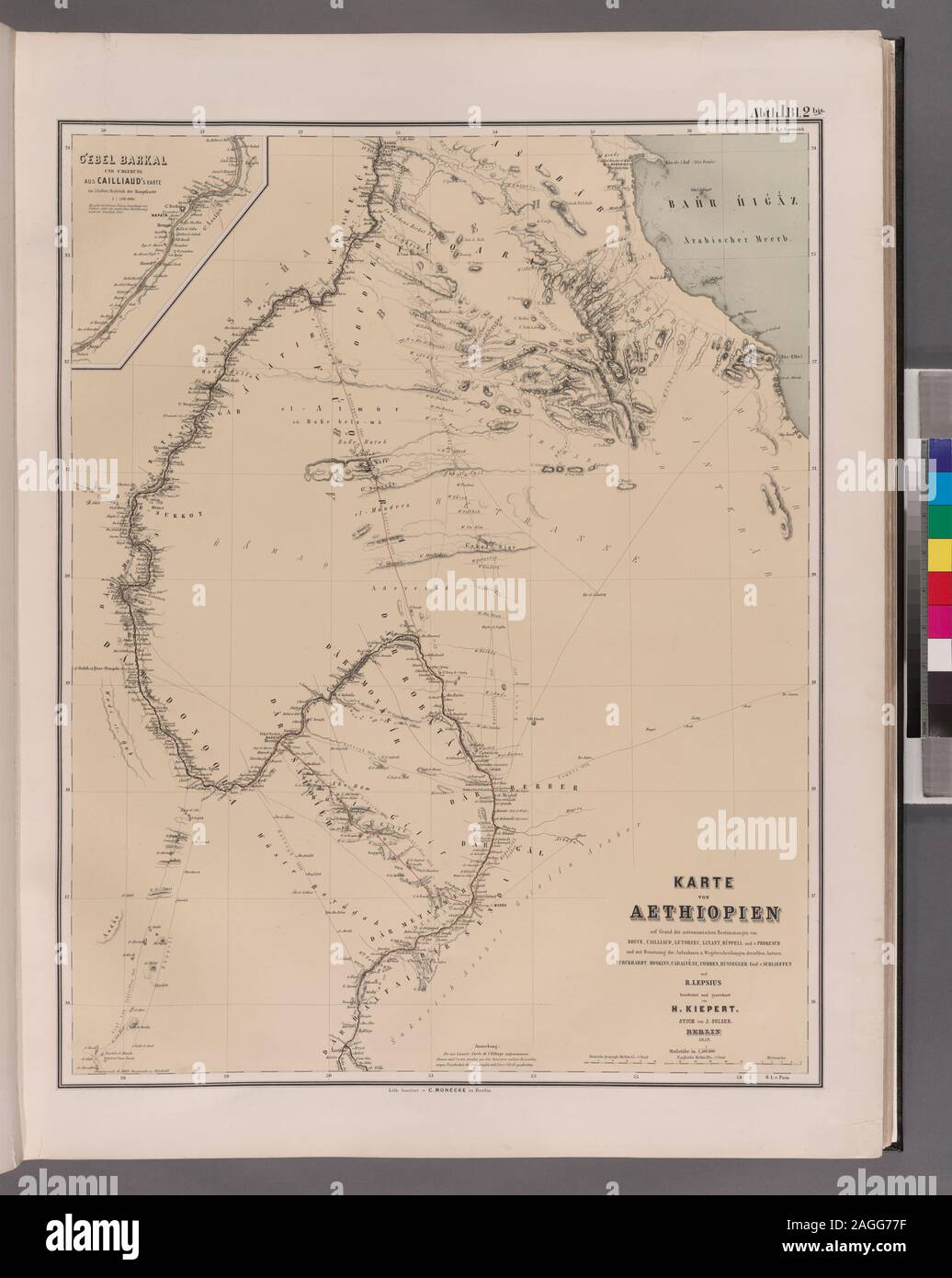 Riquadro: Gebel Barkal; Karte von Aethiopien . Foto Stock