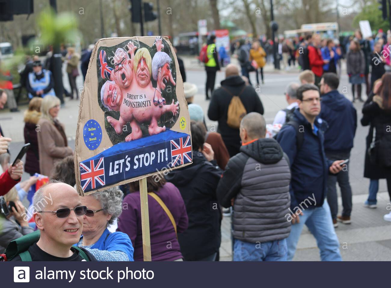 Segno Anti-Brexit a Londra ad un anti-Brexit rally Foto Stock