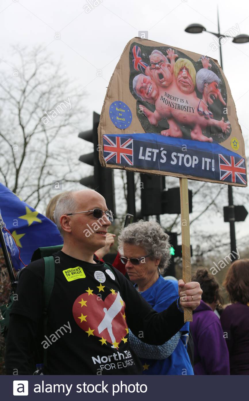 Segno Anti-Brexit a Londra ad un anti-Brexit rally Foto Stock