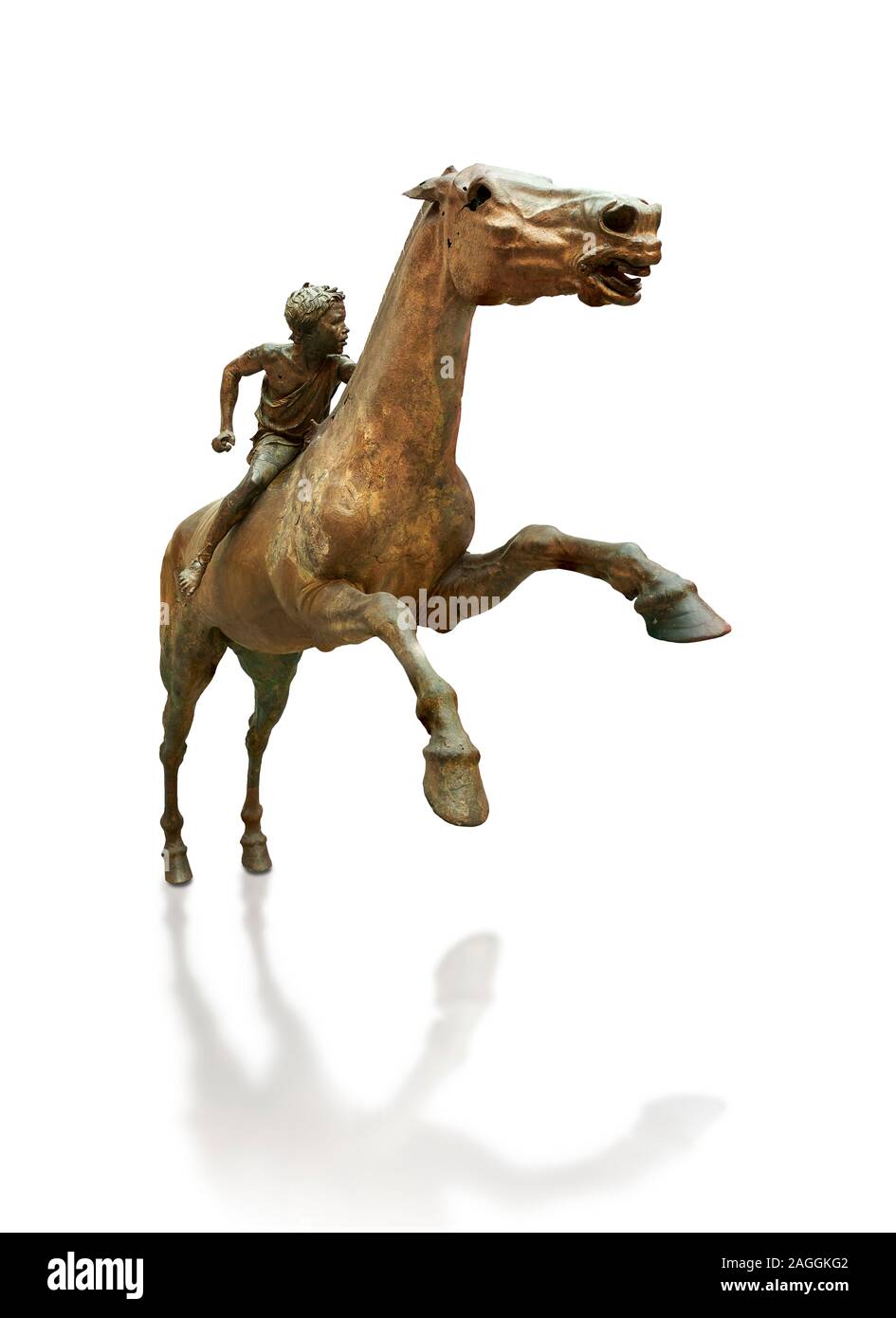 "Jockey di Artrmision' ellenistico una statua di bronzo di un ragazzino in sella ad un cavallo. Museo Archeologico Nazionale di Atene. Circa 140 BC. Cat No X 15177, nuovamente Foto Stock