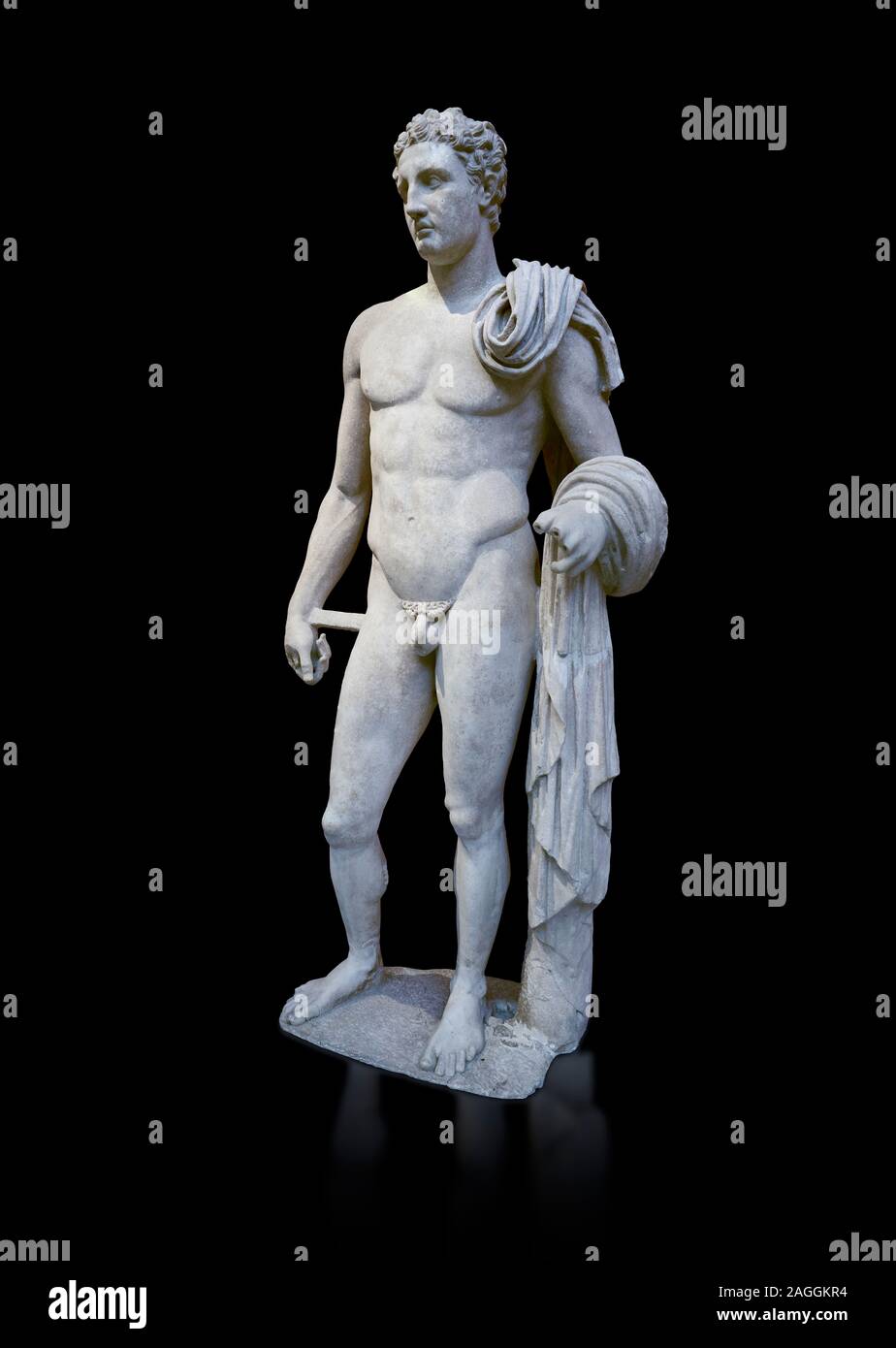 Il 'Atalante Hermes' Romano statua in marmo rinvenuti presso Atalante. 2° annuncio Cemt copia del IV sec. a.c. Lysippean in stile greco. Museo Archeologico di Atene, Foto Stock